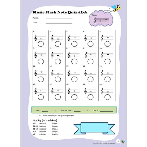 Image of Music Bumblebees Music Publications Music Flash Note Quiz  (Digital Download)