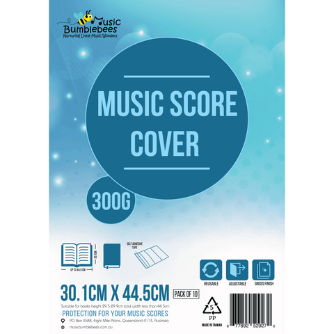 Image of Music Bumblebees Music Score Covers 300 Adjustable Gloss Finish Clear Music Score Covers Pack of 10 - 3 Sizes