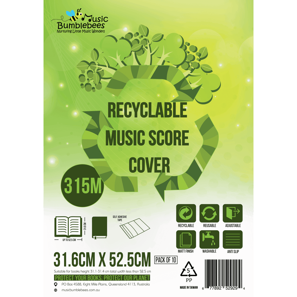 Music Bumblebees Music Score Covers 315 Adjustable and Recyclable Music Score Covers Pack of 10 - 3 Sizes