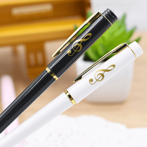 Music Bumblebees Music Stationery Black Ballpoint Pen with Gold G Clefs / Treble Clefs in a Black Gift Box