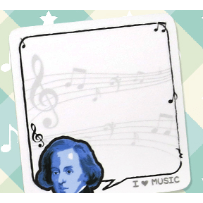 Music Bumblebees Music Stationery Chopin Music Post-it Pad (30 Sheets) - Composers