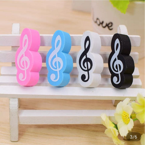 Image of Music Bumblebees Music Stationery G Clef / Treble Clef Shaped Rubber (Eraser) Pack of 10 or 20 - Assorted Colours