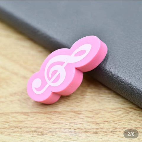 Image of Music Bumblebees Music Stationery G Clef / Treble Clef Shaped Rubber (Eraser) Pack of 10 or 20 - Assorted Colours