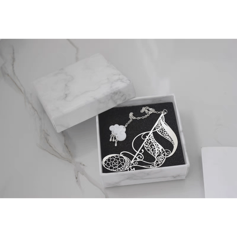 Image of Taobao Music Stationery Metal Artistic Quaver Bookmark in a Giftbox - Silver