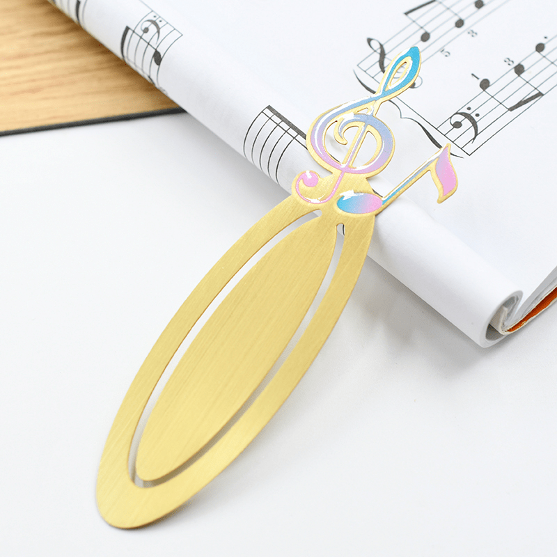Taobao Music Stationery Metal G Clef and Quaver Bookmark - Gold