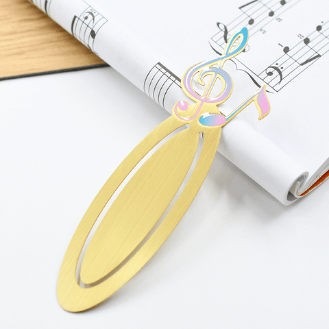 Image of Taobao Music Stationery Metal G Clef and Quaver Bookmark - Gold