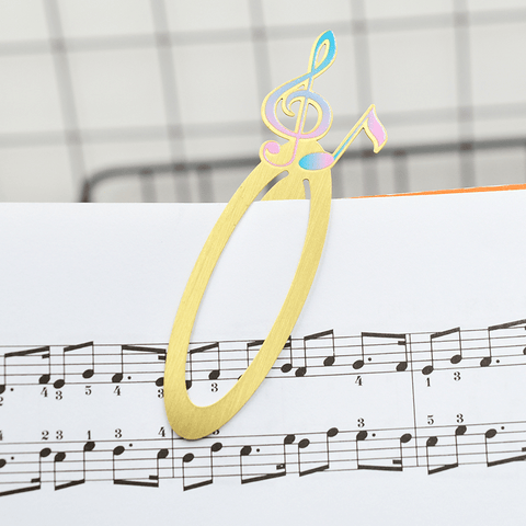 Image of Taobao Music Stationery Metal G Clef and Quaver Bookmark - Gold