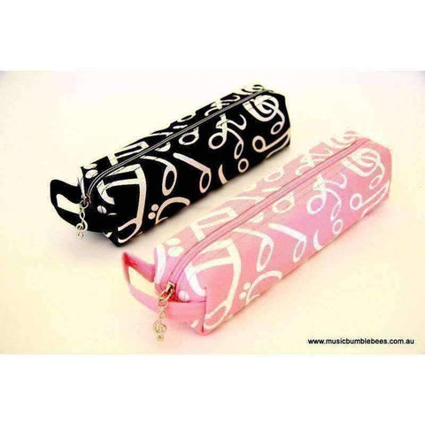 Image of Music Bumblebees Music Stationery Music Notes Canvas Soft Pencil Case - Pink or Black