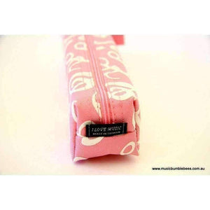 Music Notes Canvas Soft Pencil Case - Pink or Black