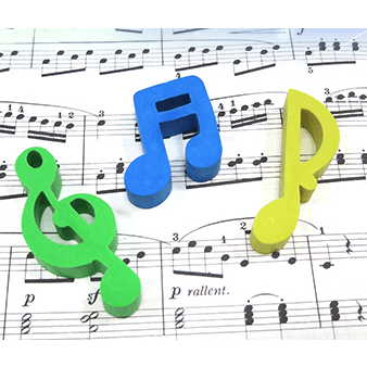 Image of Music Bumblebees Music Stationery Music Notes Rubbers (Erasers) - Set of 3