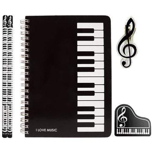 Music Bumblebees Music Stationery, Music Pencil, Music Gift, Music Gift Pack, Music Stationery Pack Keyboard Music Themed Stationery Notebook Set - 5-Piece Set