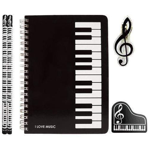 Image of Music Bumblebees Music Stationery, Music Pencil, Music Gift, Music Gift Pack, Music Stationery Pack Keyboard Music Themed Stationery Notebook Set - 5-Piece Set