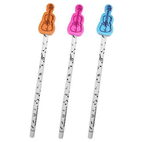 Music Bumblebees Music Stationery Music Symbol Pencil with Violin Shape Rubber - Assorted Designs