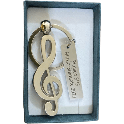 Music Bumblebees Music Stationery Personalised Metal Plate with G Clef Keyring in a Giftbox (Print your own design)