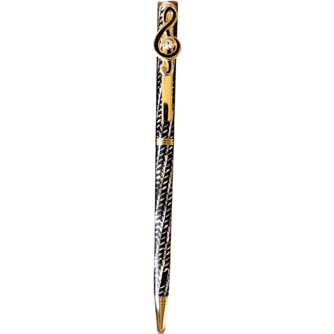 Image of Music Bumblebees Music Stationery Sparkling Diamond Cut G Clef Metal Pen