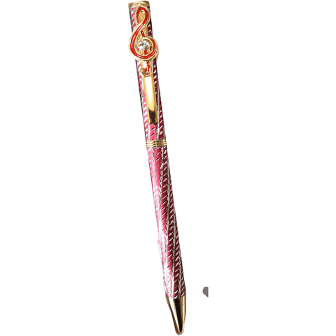 Image of Music Bumblebees Music Stationery Sparkling Diamond Cut G Clef Metal Pen