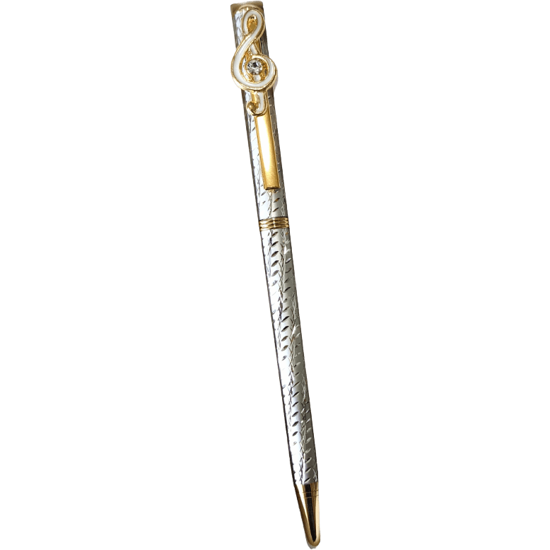 Music Bumblebees Music Stationery Sparkling Diamond Cut G Clef Metal Pen