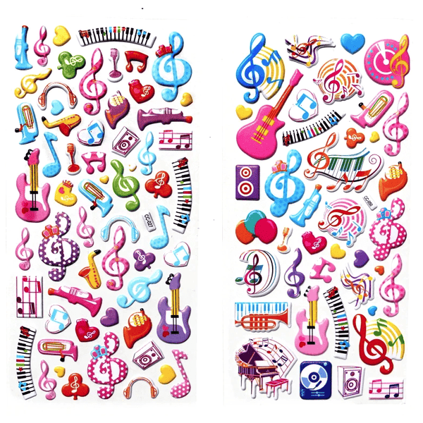 3D Music Note & Instrument Stickers Sheet - Student Rewards โ Music ...