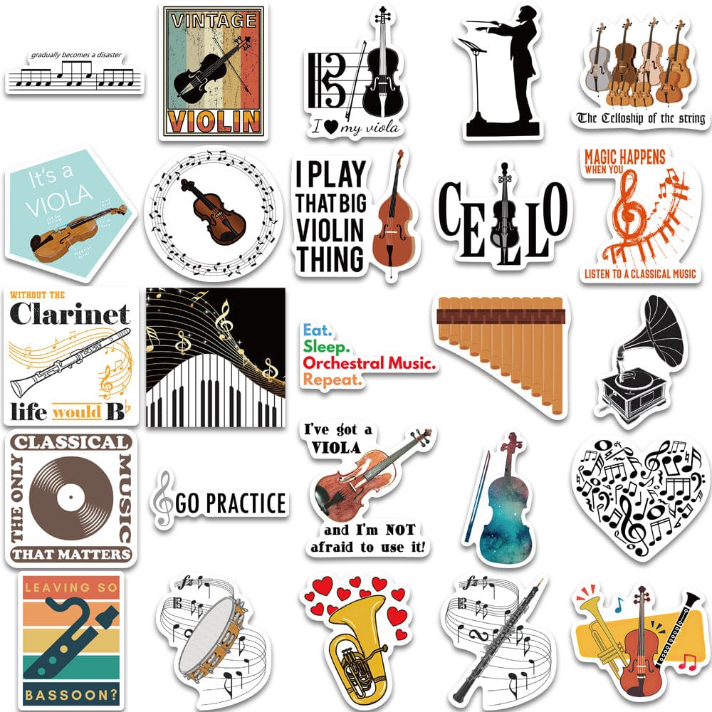 Music Bumblebees Music Stickers Music Themed Individual Stickers - Classical Music Pack of 52