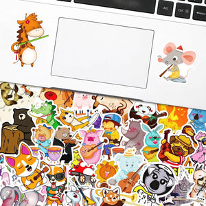 Music Themed Individual Stickers - Cute Animal Music Pack of 50
