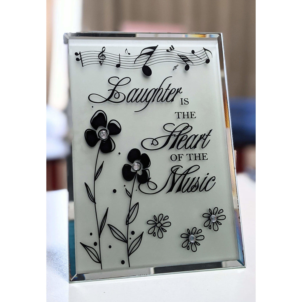Music Bumblebees Music Themed Plaque Glass Plaque - Laughter is the Heart of the Music
