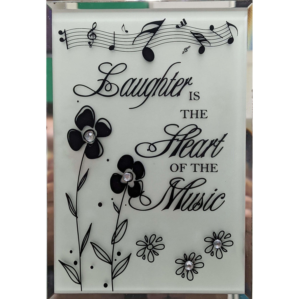Music Bumblebees Music Themed Plaque Glass Plaque - Laughter is the Heart of the Music