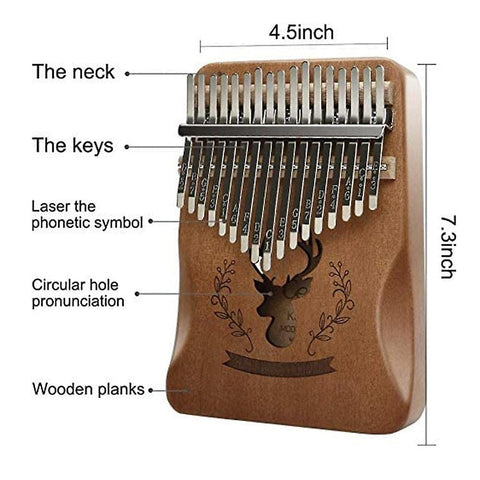Image of Music Bumblebees Musical Handbells Cega 17 Notes Kalimba Natural Curved with Deer Sound Hole