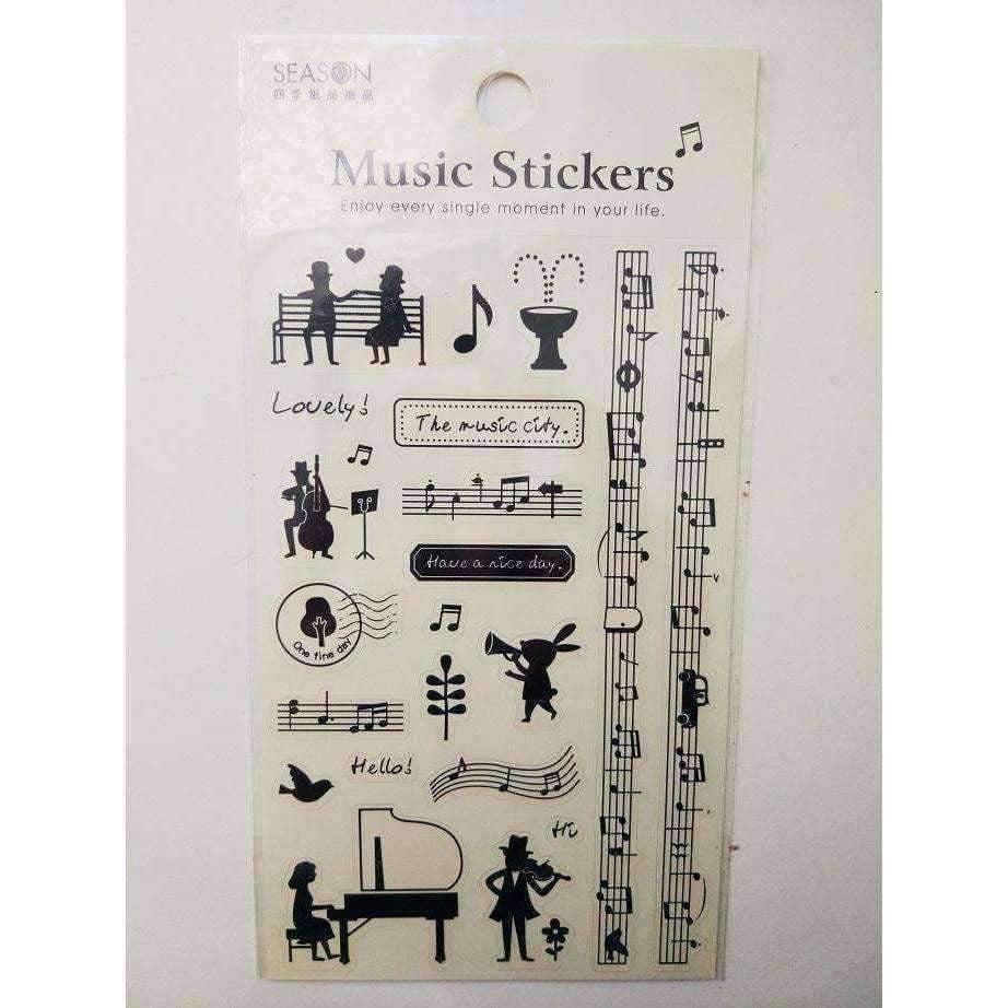 vendor-unknown Products,Music Gifts,Mother's Day Special,For Performers Musical Instrument Music Themed Stickers Black and White