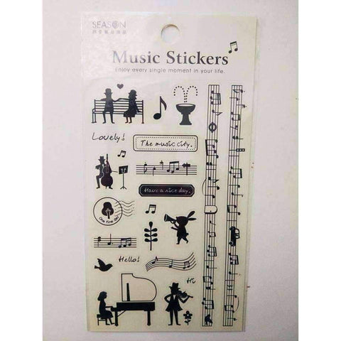 Image of vendor-unknown Products,Music Gifts,Mother's Day Special,For Performers Musical Instrument Music Themed Stickers Black and White