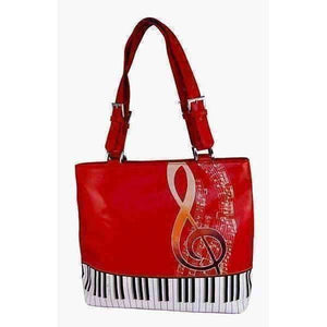 vendor-unknown Products,Music Gifts,Mother's Day Special,Mother's Day Gifts,For Her ShagWear Red Piano Music Tote Bag