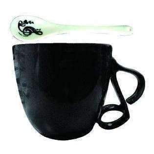 vendor-unknown Products,Music Gifts,Mother's Day Special,Mother's Day Gifts Music Themed Mug with Spoon and Quaver Handle - Black