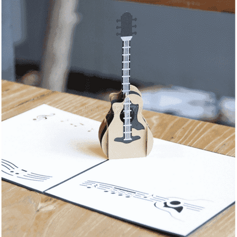 Image of vendor-unknown Products,Music Gifts,New Arrivals 3D Pop Up Music Guitar Greeting Card Christmas Valentine Birthday Invitation