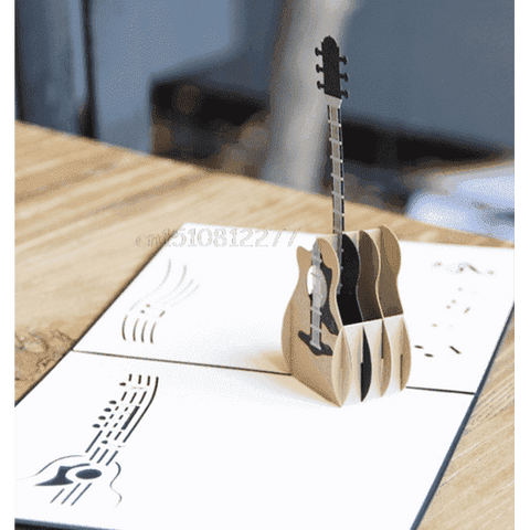 vendor-unknown Products,Music Gifts,New Arrivals 3D Pop Up Music Guitar Greeting Card Christmas Valentine Birthday Invitation