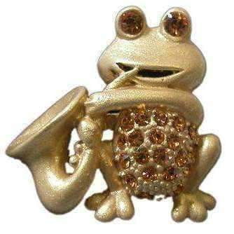 Music Bumblebees Products,Music Gifts,New Arrivals,Mother's Day Gifts,For Her Frog playing Saxophone Golden Brooch / Pin