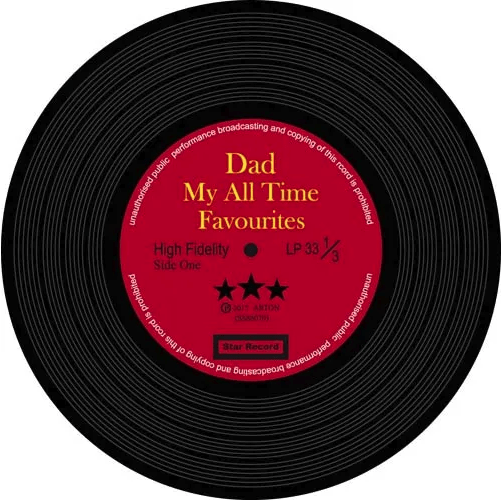 Music Themed Record Coasters - All Time Favourite Dad (Set of 8)
