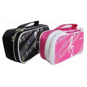 Music Notes Pencil Case - Dual Opening - Black or Pink