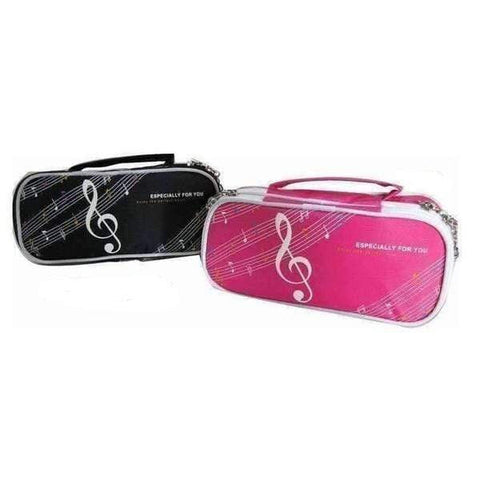 Music Bumblebees Products,Music Stationery,Music Gifts for Kids Black Music Notes Pencil Case - Dual Opening - Black or Pink