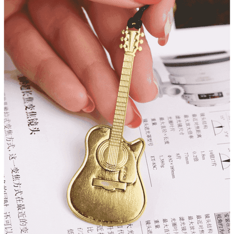 Image of Music Bumblebees Products,Music Stationery,Music Gifts,New Arrivals Guitar Music Themed Gold Metal Bookmark Piano Guitar Bookmark