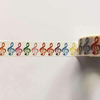 vendor-unknown Products,Music Stationery,New Arrivals Treble Clef Music Themed Sticky Tape Small - Music Notes and Piano Keyboard