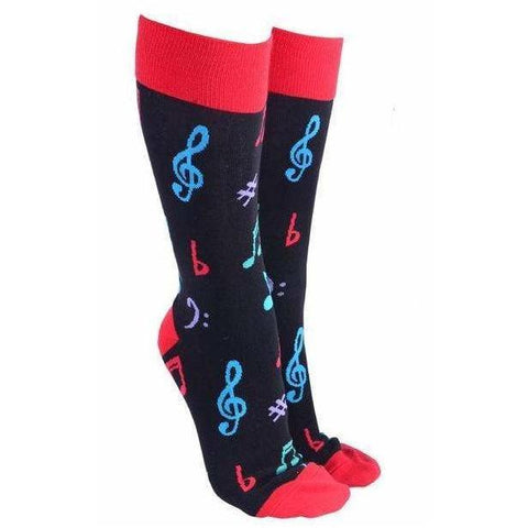 Image of Sock Society Socks Red Sock Society Musical Notes - Men and Women