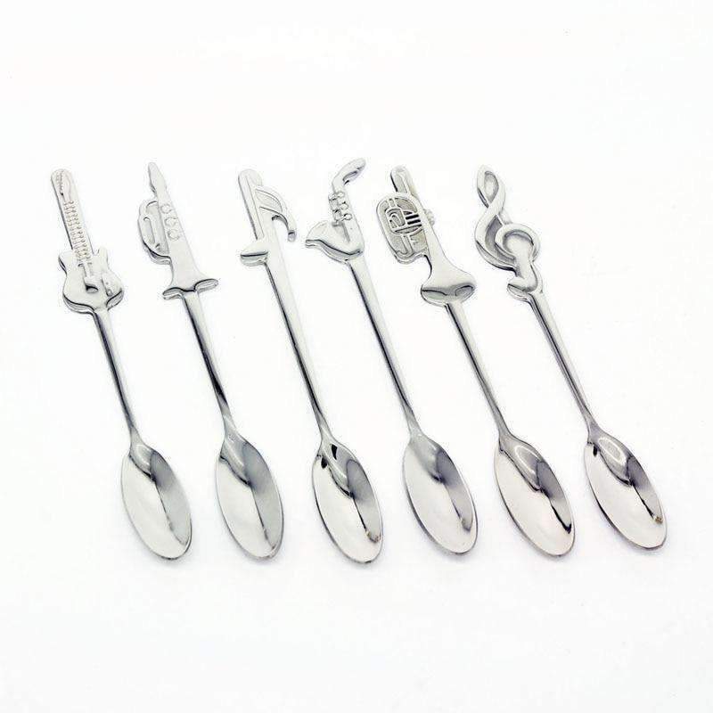 Music Bumblebees Spoon Music Themed Stainless Steel Spoon Set - Pack of 6 (Music Gift)