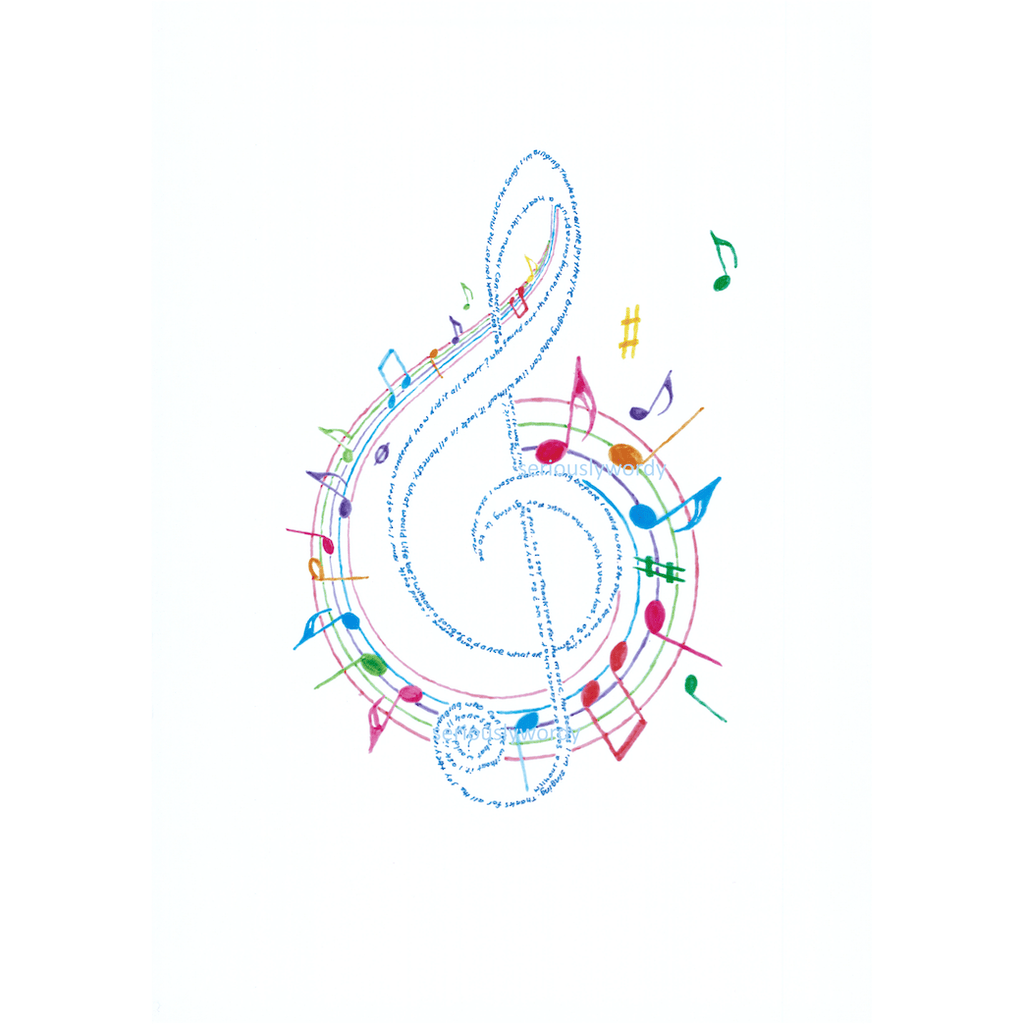 Seriously Wordy Wall Art Seriously Wordy Artwork - Colour G Clef