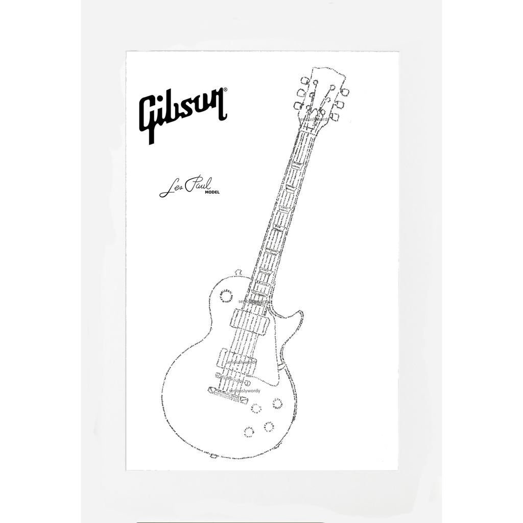 Seriously Wordy Artwork - Gibson Les Paul Guitar