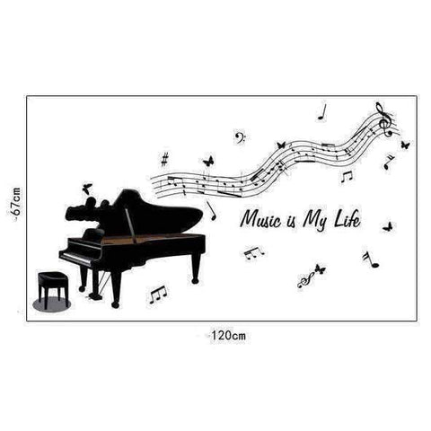 Image of Music Bumblebees Wall Stickers Music Themed Home Decor - Piano Music is My Life