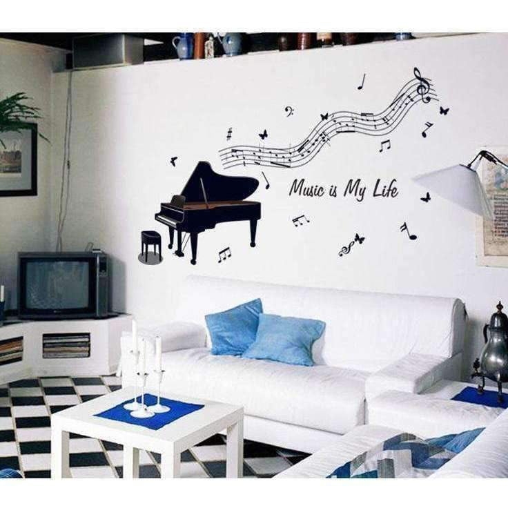 Music Bumblebees Wall Stickers Music Themed Home Decor - Piano Music is My Life