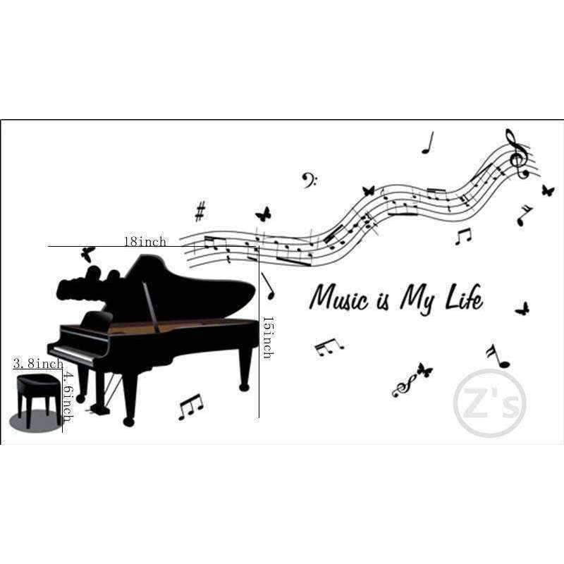 Music Bumblebees Wall Stickers Music Themed Home Decor - Piano Music is My Life