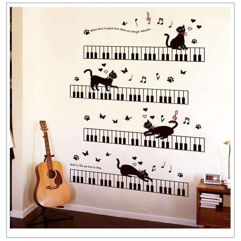Music Bumblebees Wall Stickers Wall Stickers Music Themed Home Decor - Cats and Keys