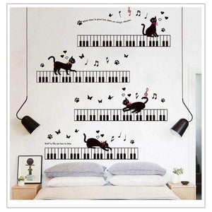 Music Bumblebees Wall Stickers Wall Stickers Music Themed Home Decor - Cats and Keys