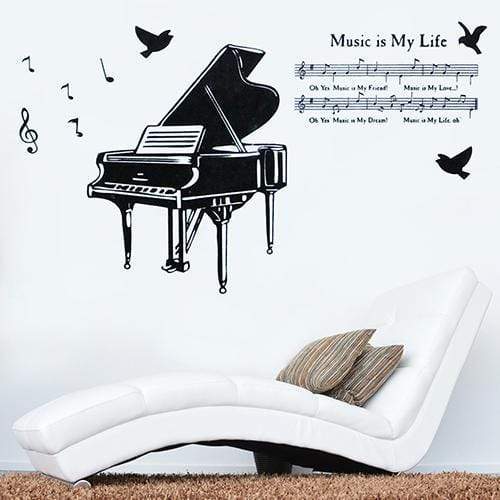 Music Bumblebees Wall Stickers Wall Stickers Music Themed Home Decor - Piano Music is My Life