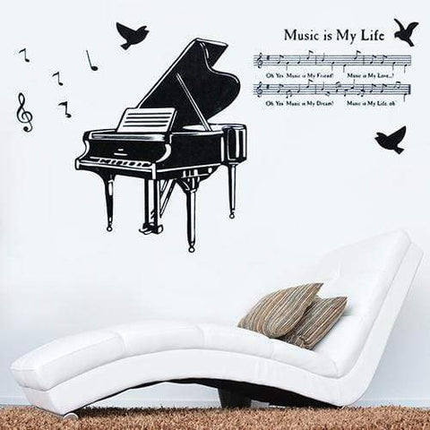 Image of Music Bumblebees Wall Stickers Wall Stickers Music Themed Home Decor - Piano Music is My Life